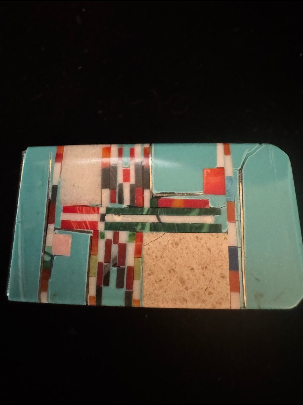 Turquoise Multi-Color Inlay Money Clip